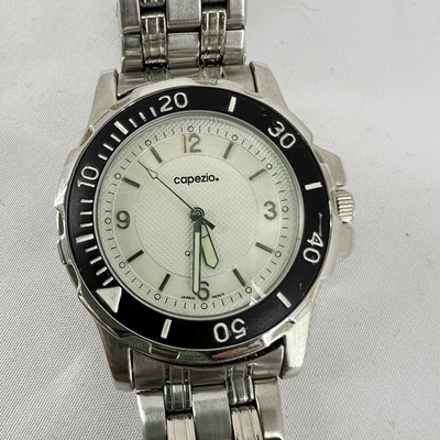 Мужские часы Capezio Япония серебристые дата ремешок из нержавеющей стали нуждаются в аккумуляторе - Изображение 1 из 4