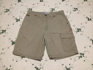 HERREN GRÖSSE 32 "COLUMBIA" VORDERREISSVERSCHLUSS HELLBRAUN FREIZEIT ARBEITSKLEIDUNG WANDERN DENIM CARGO SHORTS - Bild 1 von 8