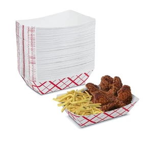 Kariertes Mittagessen Essen Tablett 5 Pfund - Einweg Papier Lebensmittel Tablett - 50 Stück - Bild 1 von 7