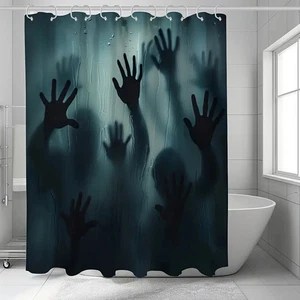 Cortina de Ducha de Halloween Terror Sombra Hombre Manos Tela Baño Decoración - Imagen 1 de 1
