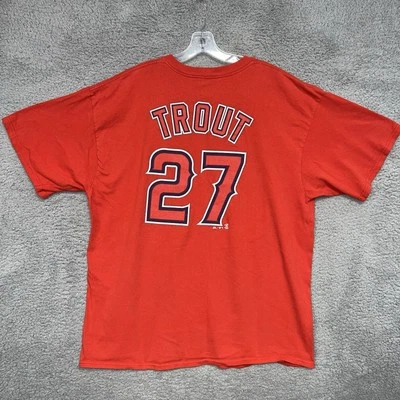 Camiseta Majestic Mike Trout Para Hombre 2XL XXL Roja #27 Camiseta Jersey Los Angeles Angels Foto 1 de 4