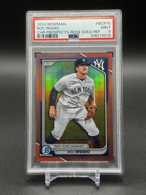 ROC RIGGIO - 2024 BOWMAN CHROME ROSE GOLD 4/10 #BCP70 YANKEES PSA 9 S067 - Image 1 of 2