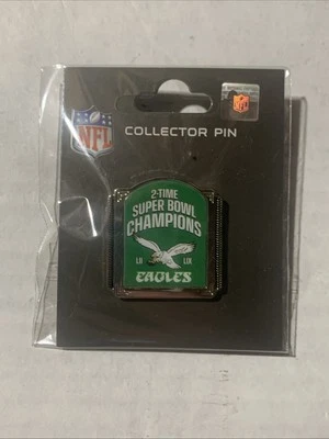 Philadelphia Eagles Super Bowl LIX & LII Champions Pin Kelly Green - Image 1 of 3