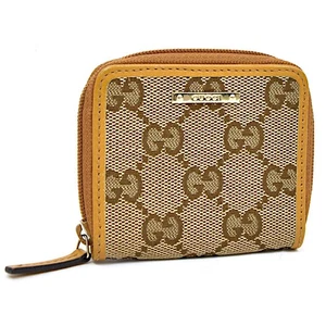 Estuche para monedas Gucci GG lona 115255 lona x cuero beige x amarillo GUCCI - Imagen 1 de 9