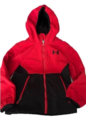 Chaqueta Abrigo Under Armour Niños Niños Rojo Softshell Cremallera Frontal Capucha 5 Foto 1 de 4