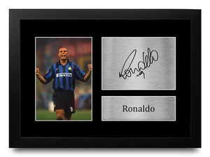 Ronaldo Inter Mailand gerahmte Geschenkidee gedrucktes Autogrammbild für Fußballfan - Bild 1 von 28