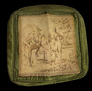 Antique Tapestry Needlepoint Pillow Cover French Romantic Victorian Napoleonic - Picture 1 of 9