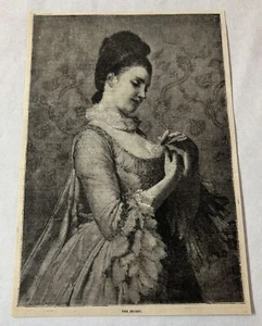 1881 rivista incisione ~ DONNA INFILA UNA NOTA SEGRETA NEL SUO SENO - Foto 1 di 1