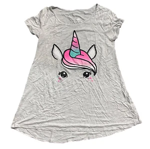 Justice T-Shirt Top Girls Children's Size 10 Grey Gray "Unicorn" Short Sleeve - Picture 1 of 9