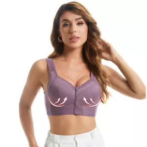 Senior Women Charm Bra Front Snaps Wirefree Comfortable Full Coverage Bra - Picture 1 of 16