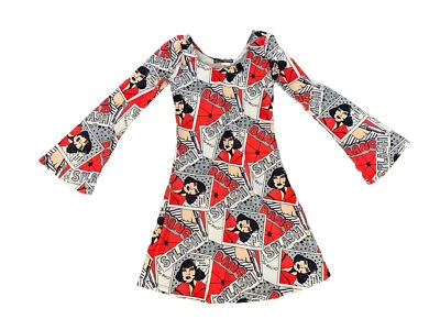 Funk Factory Diva Comic Dress Black/White/Red -Fit & Flare -Bell Sleeves YOUTH - Image 1 of 4