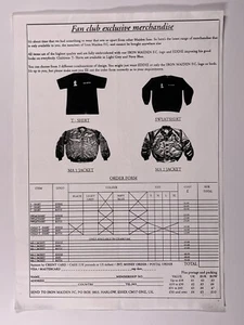 Iron Maiden Bruce Dickinson Flyer Official Fan Club Order Form Letter - Picture 1 of 12