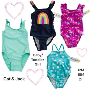 Cat & Jack Baby Toddler Girl One-Piece Swimsuit Assorted Style Size 12M, 18M, 2T - Picture 1 of 15