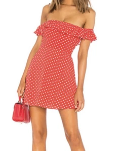 NWT Privacy Please Ellen Off The Shoulder Polka Dot Dress Sz M - Picture 1 of 11