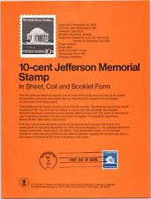 USPS SOUVENIR PAGE 10-CENT JEFFERSON MEMORIAL STAMP 1973