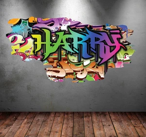 Colorful 3D Graffiti  Personalized Vinyl Wall Sticker DIY Room Decor Kids  - Picture 1 of 3