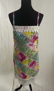 LILY PULITZER SUNDRESS PATCHWORK SPAGHETTI ADJUSTABLE STRAPS LINED SIZE 10 - Picture 1 of 10