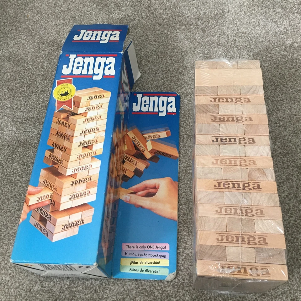 Vintage 1993 Jenga Original Wooden Block Game by MB Games 100 Complete