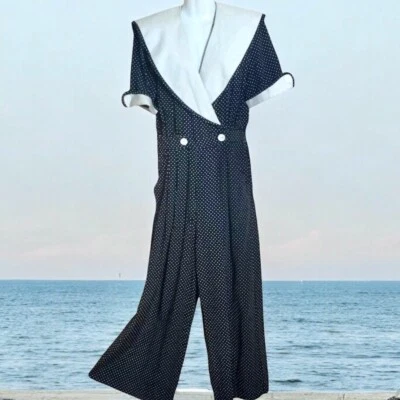 Mameluco Jessica Howard Mitchel Rodbell Talla 14 Azul Marino Blanco Lunares Náutico Foto 1 de 4