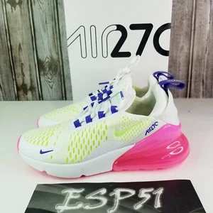 New Nike Air Max 270 Shoes [DH0252-100] White/Pink Blast/Volt Wmn's Sz 6 - Picture 1 of 10