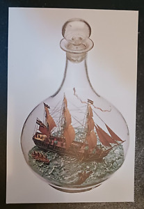 vtg postcard Ship in Bottle Scheepvaart Museum Amsterdam Dutch art unposted