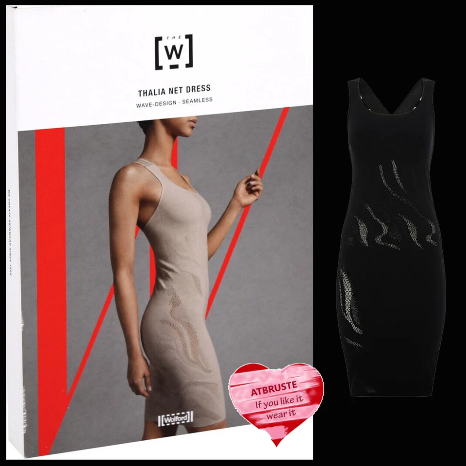 Wolford 52798 Thalia Net Dress Kleid Clay Beige Grau Wellen-Design Gr. S