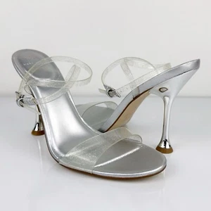 Marc Fisher Women's Calisty Strappy Heeled Sandals Clear Silver Size 8 - Picture 1 of 11