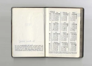 "Taschenkalender mit Kunststoffhülle" -1955 - wenige Einträge mit "Bleistift" - Bild 1 von 4