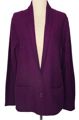 Ann Taylor Blazer женщин фиолетовый 100% шерсти карманы 2 пуговицы куртка оборки большой - Изображение 1 из 4