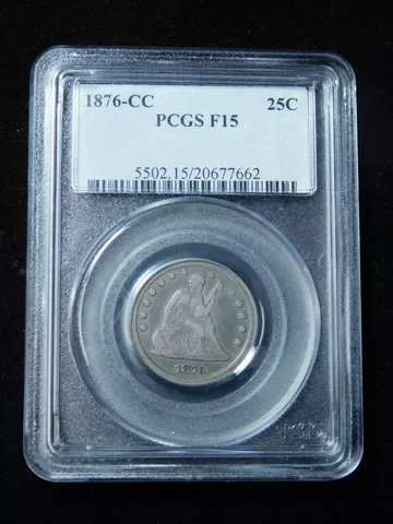 1876 CC Seated Liberty Quarter PCGS F-15 Cover