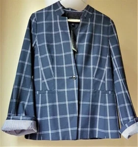 BANANA REPUBLIC Windowpane Inverted Collar Bell Sleeve Blazer Size 0 - Picture 1 of 11