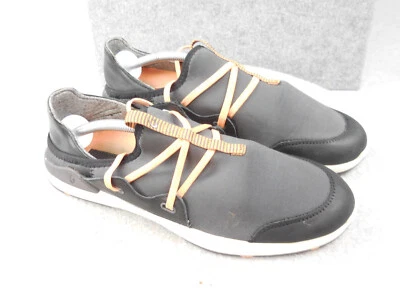 Olukai Mikili Athletic Shoes Women's Size 9 Black Orange Slip On Lace Up Leather - Image 1 of 4