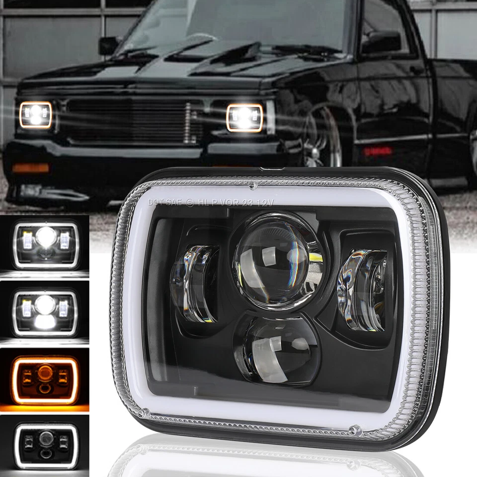 Faro LED halo DRL haz en forma de Z Fit Chevy S10 Pickup 1982-1993 5x7 7x6" pulgadas Foto 1 de 4