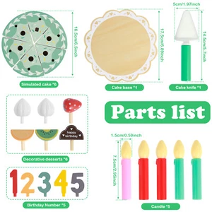 24Pcs Wooden Birthday Cake Toy Birthday Cake Cutting Toy Fun DIY Birthday BazOv - Picture 1 of 11