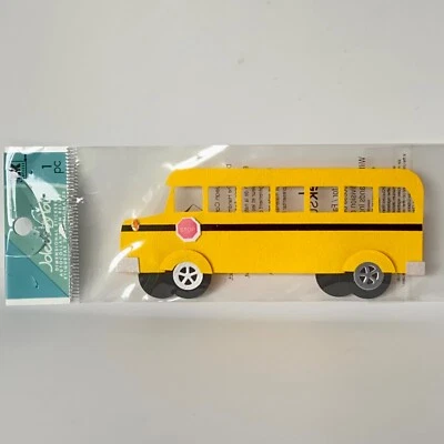 ~NUEVO~ Autobús escolar amarillo Jolee's con letrero de parada adorno álbum de recortes pegatina 3D Foto 1 de 3