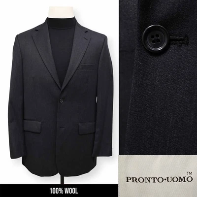 PRONTO UOMO mens solid charcoal gray WOOL sport coat suit jacket blazer 38 R - Image 1 of 4