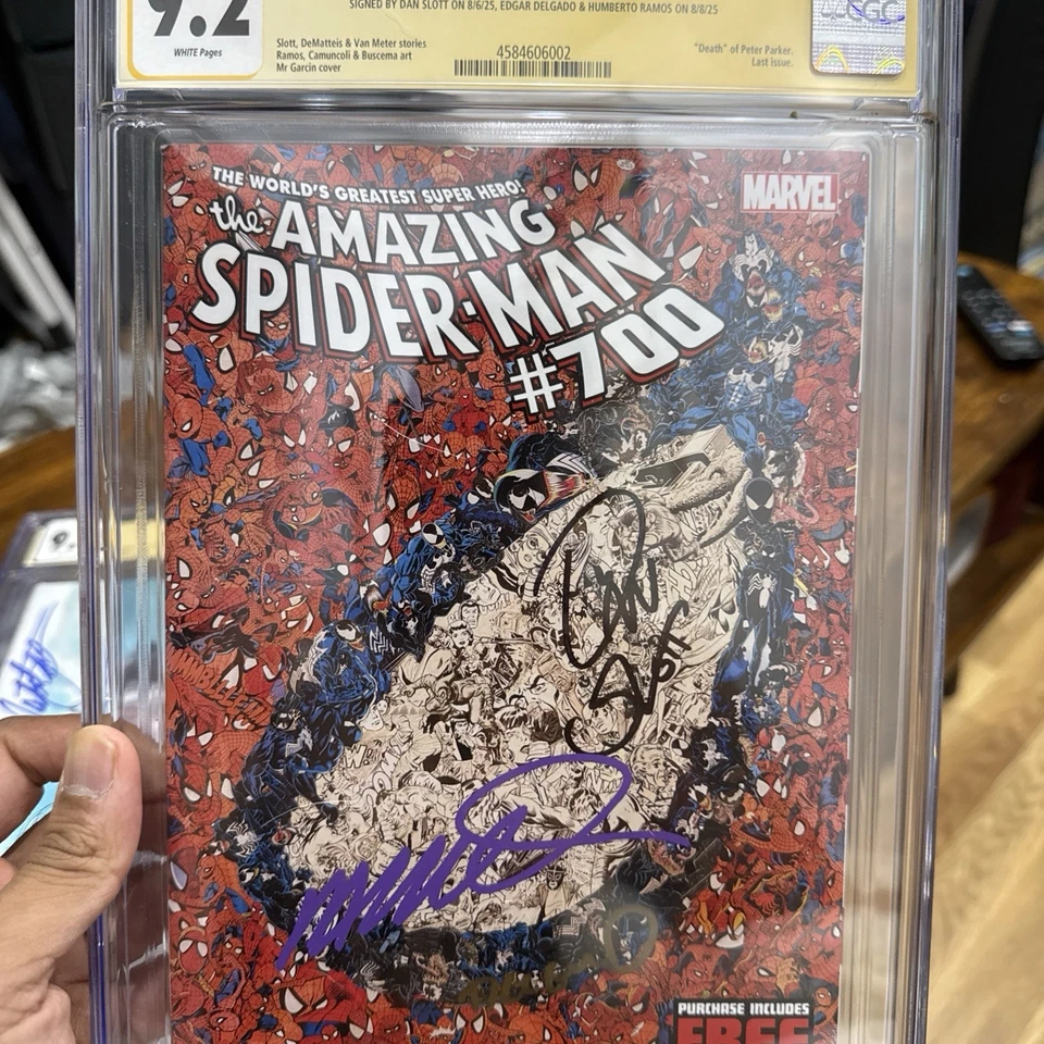 Amazing Spider-Man, #700 signed Dan Slott, Humberto Ramos, Edgar Delgado CGC 9.2 - Image 1 of 4