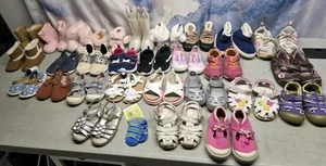 🔥 28 Pairs Mixed Brand Girls Size 0 Thru 8 Sandals Boots Sneakers New & Used - Picture 1 of 17