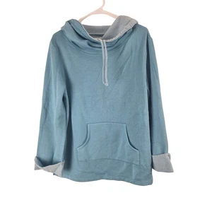 Pajamagram Cowl Neck Sweatshirt M Womens Blue Super Soft Long Sleeve Warm - Picture 1 of 8