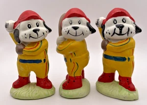 Vintage Hand Painted Crafted Ceramic Baseball Dogs Made In China Set of 3 - Picture 1 of 9