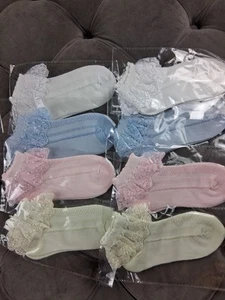 Girls Lace Top Socks 8pk Assorted Colors 7-9 Years - Picture 1 of 4