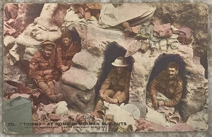 Tommy at Home in German Dug-outs WW1 Official War Photograph Crown Postcard B905 - Picture 1 of 3
