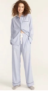 Conjunto de pijama de algodón de manga larga J CREW para mujer 2X azul hortensia de extremo a extremo - Imagen 1 de 12