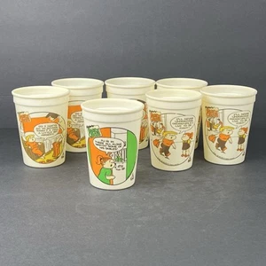 Set Of 7 Vintage Wylers 1985 The Family Circus Plastic Cups Bill Keane - Picture 1 of 12