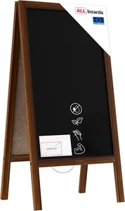 Lavagna Nera Da Gesso Con Cavalletto 100X50Cm, Struttura in Legno, Scrivibile Co - Foto 1 di 12