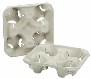 4 Cup Drink Cup Carrier, Cup Holder, Cup Carry Tray Biodegradable Pulp 300 ct - Picture 1 of 2