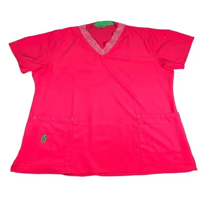 Carhartt Force Scrub Top Women's 2X Pink Medical Nurse **Altered** Laced C12110 - Изображение 1 из 4