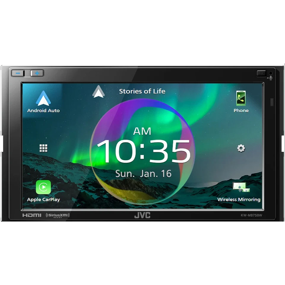JVC KW-M875BW 6.8" Touchscreen Double DIN Bluetooth USB Multimedia Receiver - Image 1 of 1