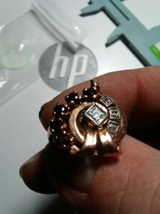 1940s Cocktail 14k Spinel Ring 6.3g 6/8 Setting diamonds&5 Garnets  6.5 Points - Picture 1 of 12