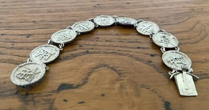 Vintage CHINESE EXPORT STERLING SILVER Good Luck Symbols Bracelet ESTATE FIND - Picture 1 of 8